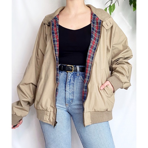 Eddie Bauer Jackets & Blazers - Vintage Eddie Bauer Khaki + Plaid Lined Zip Up Jacket Coat